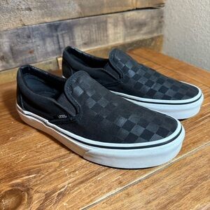 Vans Black and Gray Checkered Slip-On Shoes